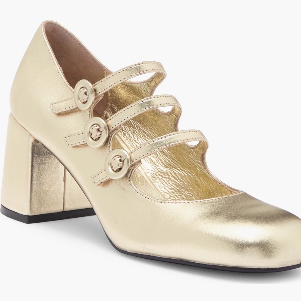 Jeffrey Campbell Trudie Gold Mary Jane Heels size 9